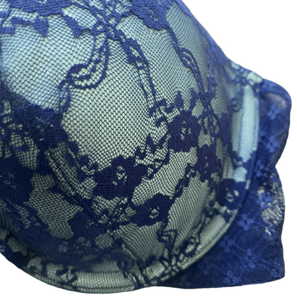 Victoria Secret Blue Lace Lined Demi Bra 34D - Picture 2 of 5